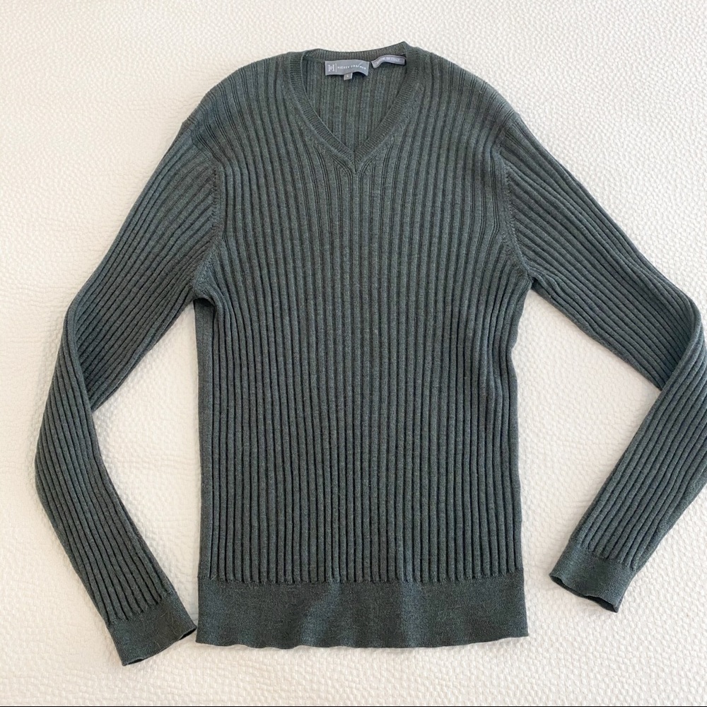 Men’s Hickey Freeman | Dark Green V Neck Sweater